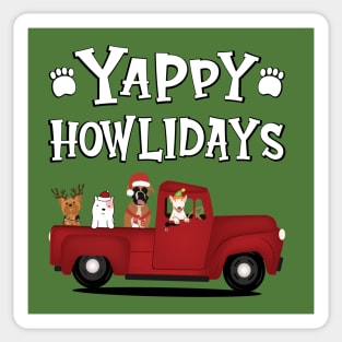 Yappy Howl-idays (White Text) Sticker